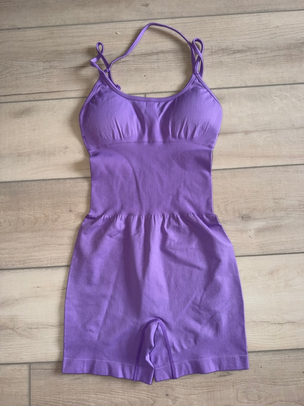 Seamless Purple Tank Romper with Shelf Bra One Piece Workout Set